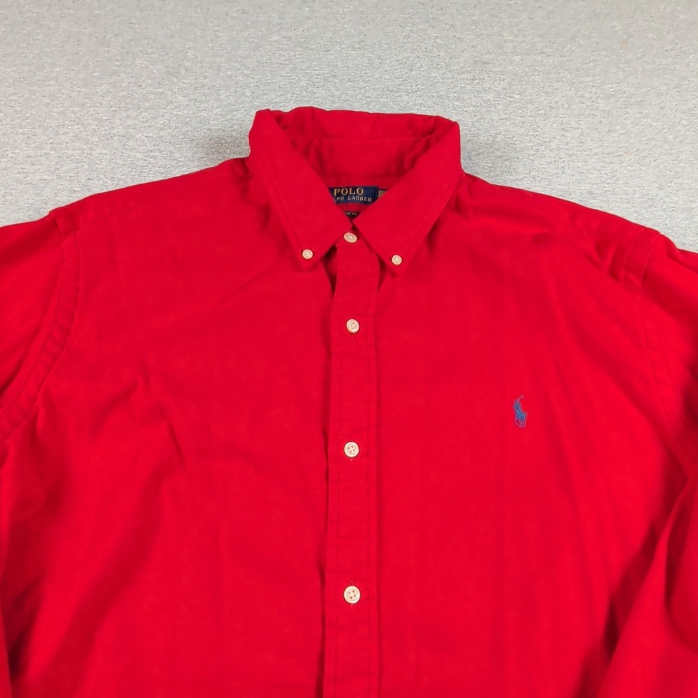 Polo Ralph Lauren Men XXL Classic Fit Red Brushed Cotton Flannel Shirt Pony